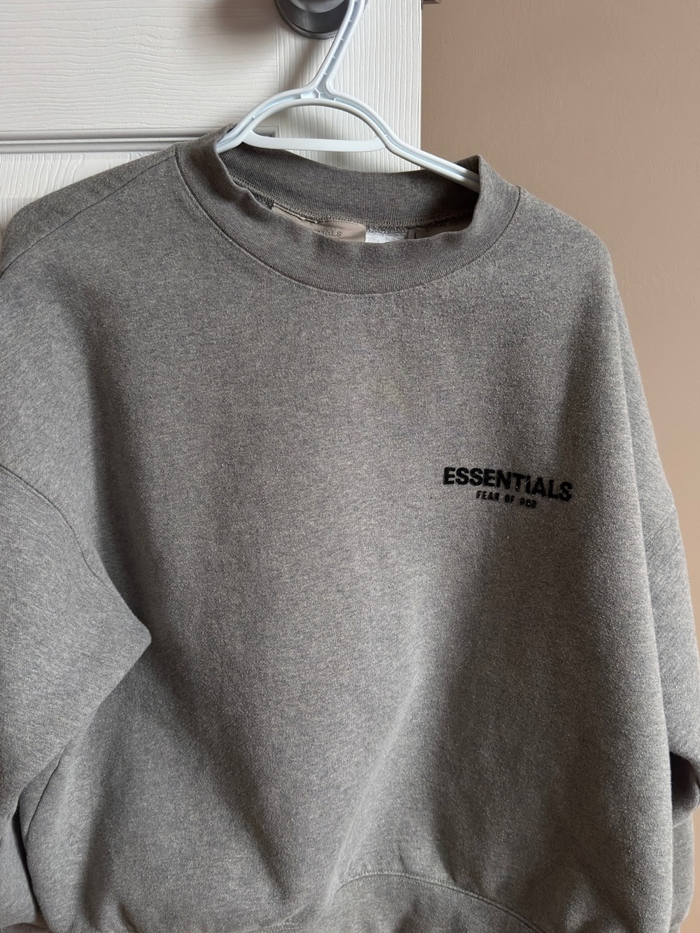 Essentials Gray Crewneck with Black Chest Logo